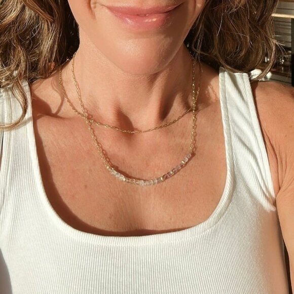 Fluorite Bundle Necklace & Bracelet Non-tarnish Gold Chain Waterproof Jewelry - Picture 12 of 12